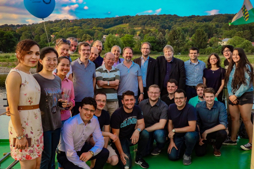 Group photo of the participants of the second GRK 2250/1 summer school during an Elbe river cruise