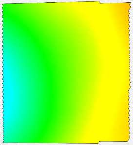 Result of a pilot study (IPF, TUD): sequential deformation states (colour-coded) of a membrane, obtained from stereo high-speed camera image sequence data processing (ca. 10x10cm2, vertical deformation ca. 3mm, 2500 Hz). (State 1)